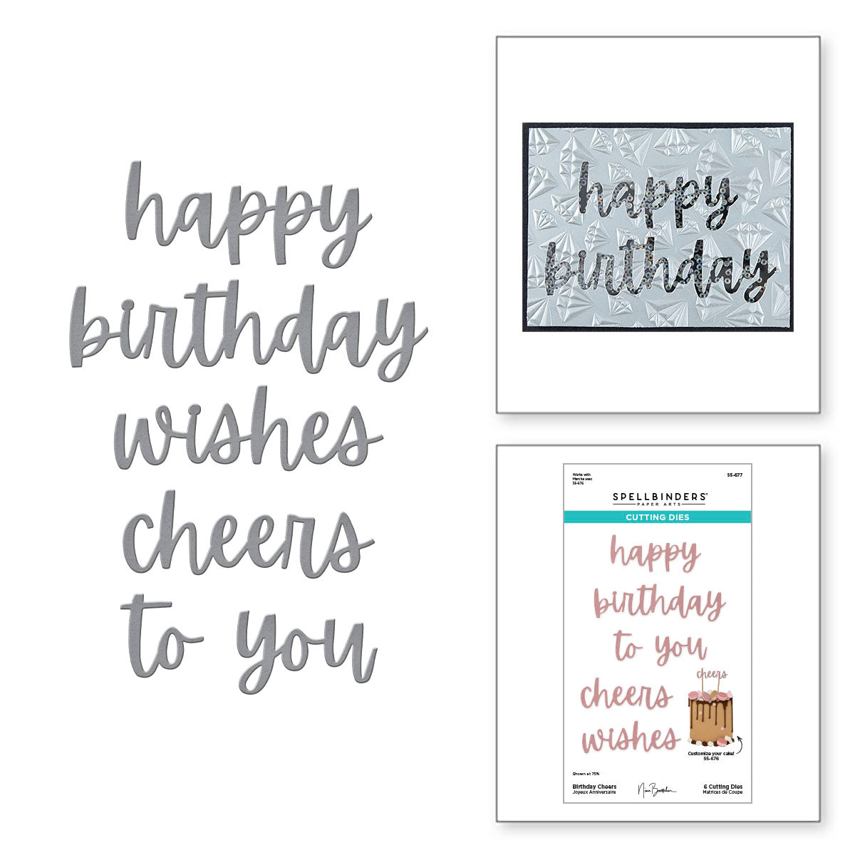 Birthday Cheers Etched Dies from the Bougie Birthday Collection by Nina Boettcher - S5-677