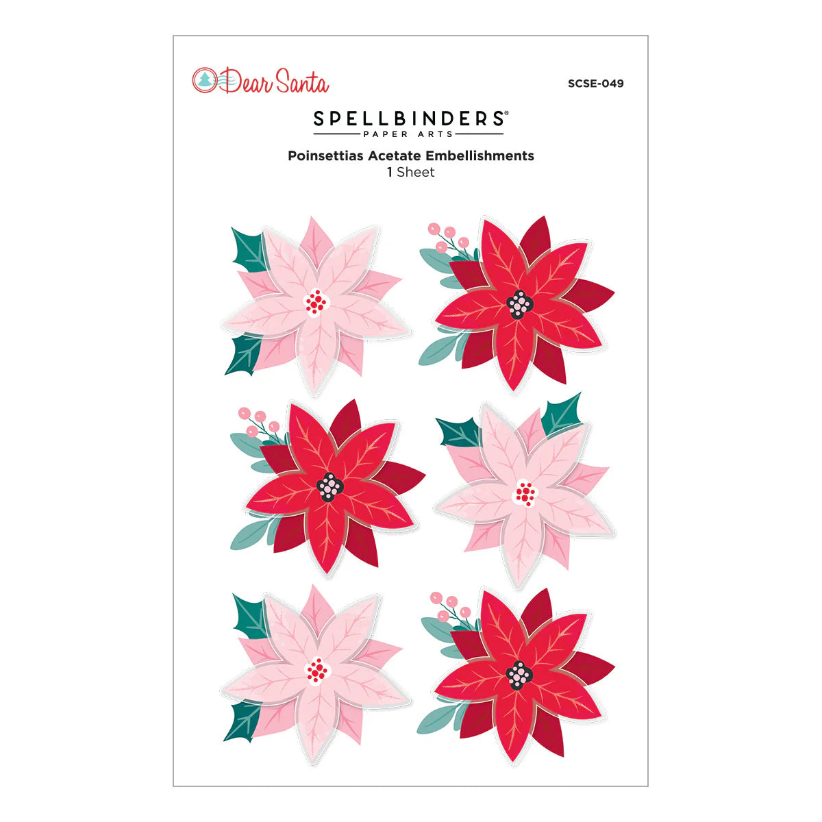 Spellbinders - Dear Santa Poinsettias Dimensional Stickers - SCSE-049