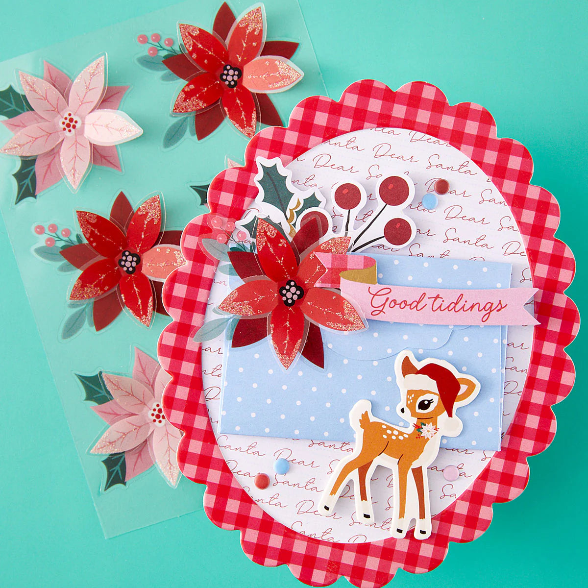 Spellbinders - Dear Santa Poinsettias Dimensional Stickers - SCSE-049