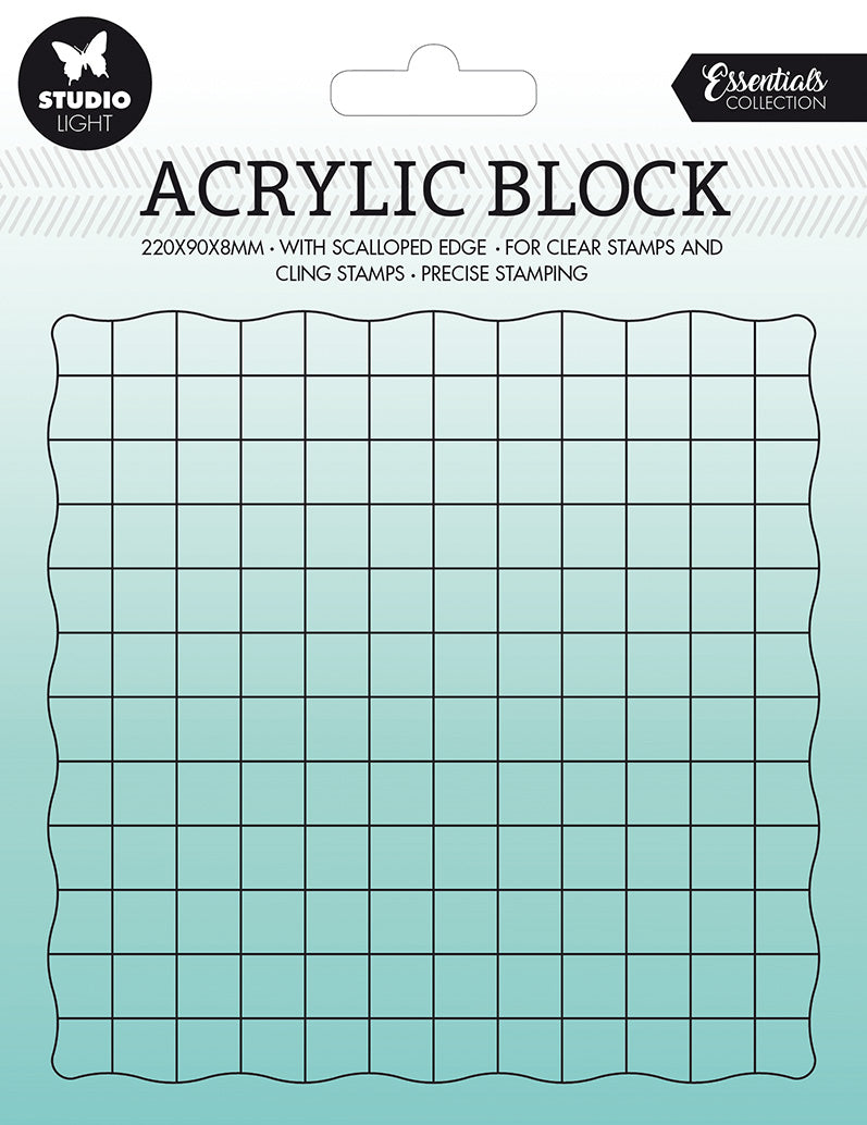 SL Acrylic stamp block for clear and cling stamps with grid Essentials 120x120x8mm - SL-ES-ASB04