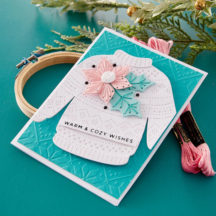 Stitched Poinsettia & Holly Etched Dies - Stitched for Christmas Collection