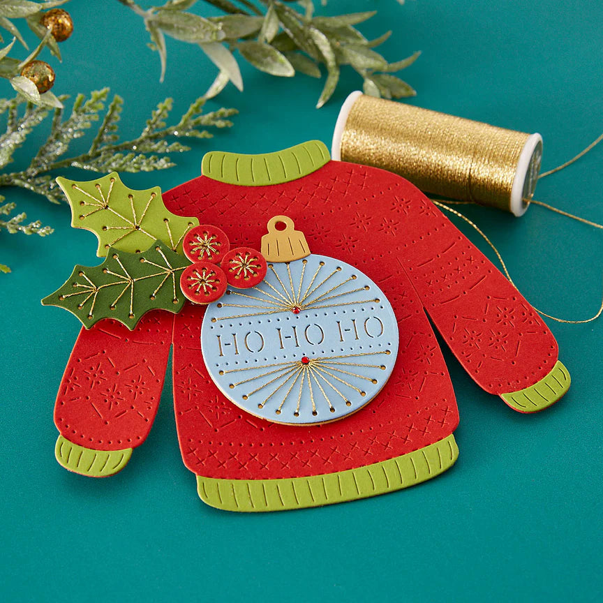 Stitched Poinsettia & Holly Etched Dies - Stitched for Christmas Collection