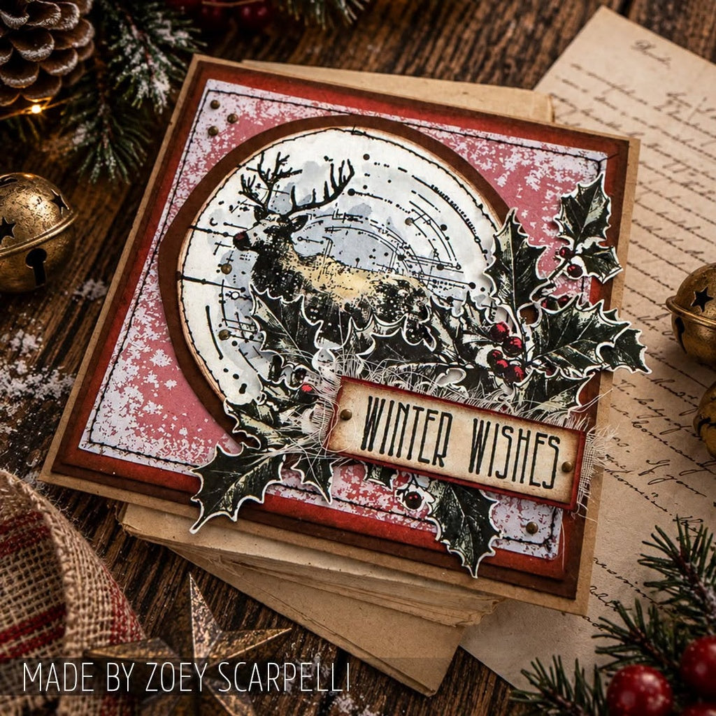 Stampers Anonymous - Tim Holtz Festive Schematic Cling Stamps - CMS502