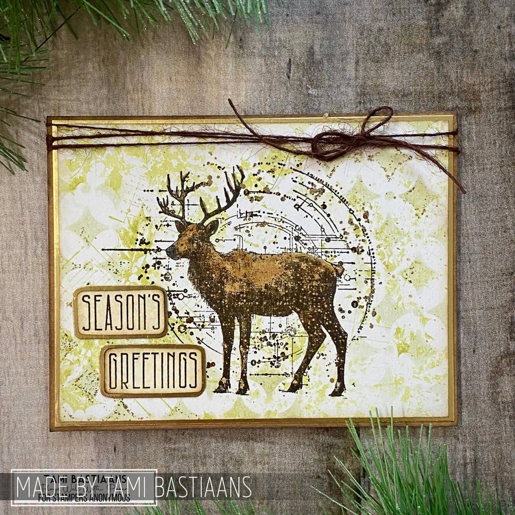 Stampers Anonymous - Tim Holtz Festive Schematic Cling Stamps - CMS502