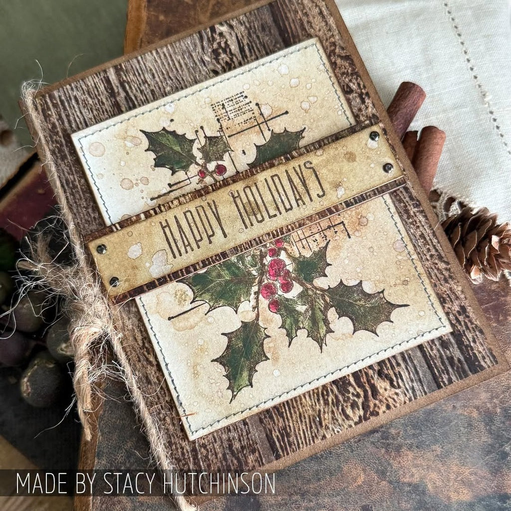 Stampers Anonymous - Tim Holtz Festive Schematic Cling Stamps - CMS502