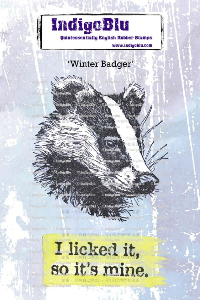 IndigoBlu - Winter Badger A6 Red Rubber Stamp - IND1382