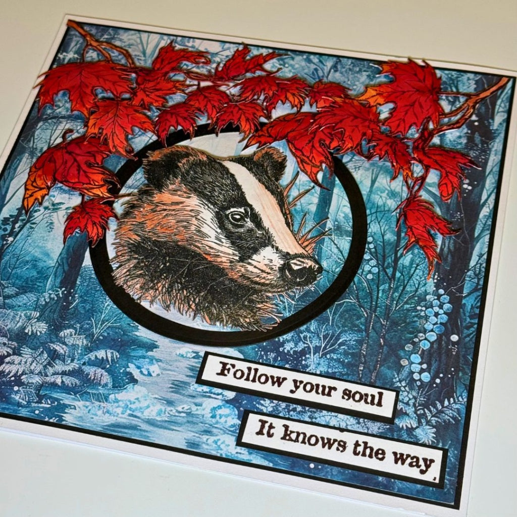 IndigoBlu - Winter Badger A6 Red Rubber Stamp - IND1382