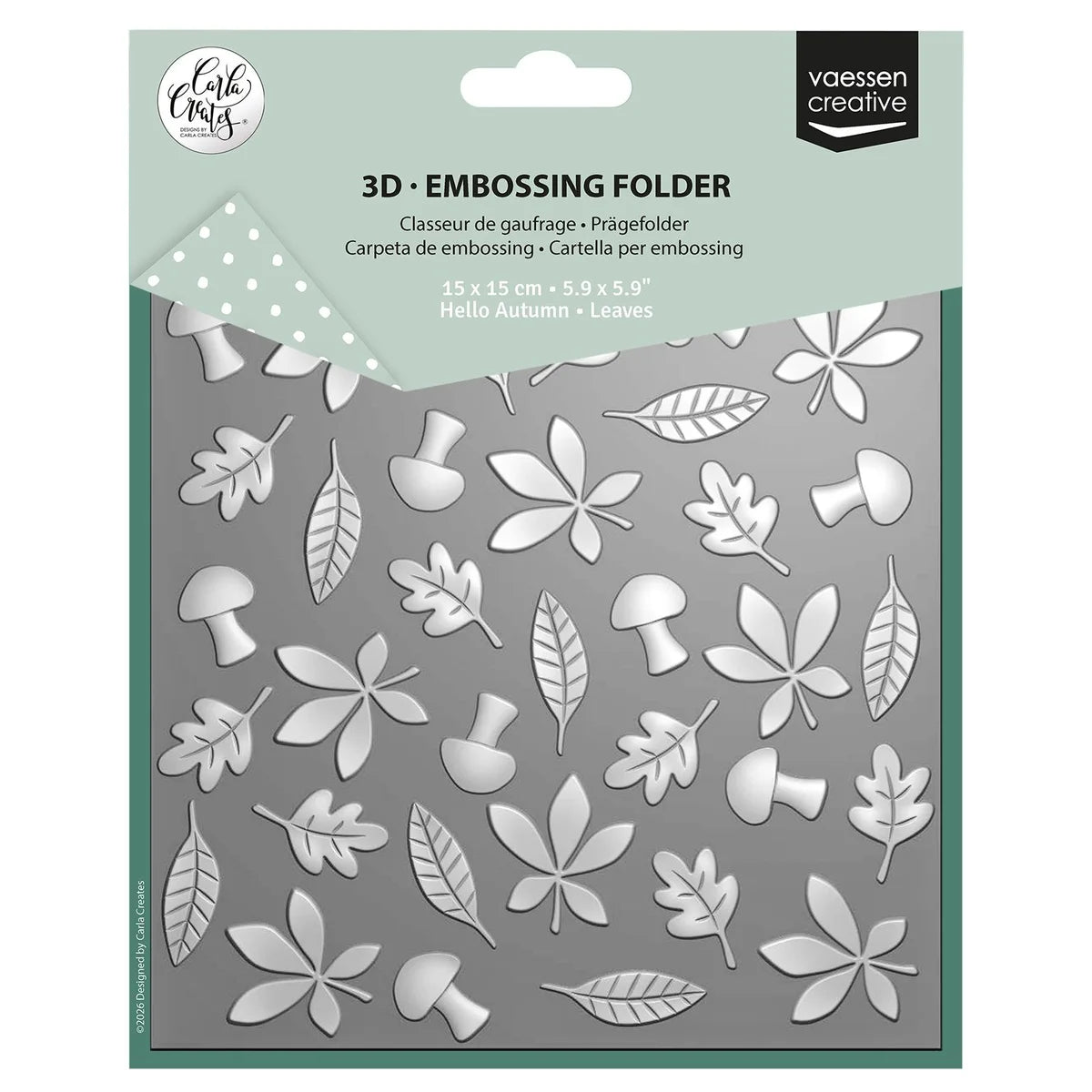 Vaessen Creative • 3D Embossing Folder by Carla Creates Leaves 5.9x5.9"