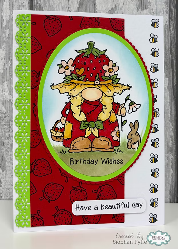 Woodware Strawberry Hat A6 Clear Stamp Set by Françoise Read
