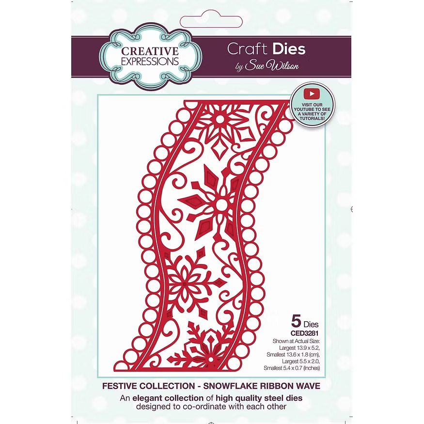Festive Snowflake Ribbon Wave - Craft Die By Sue Wilson