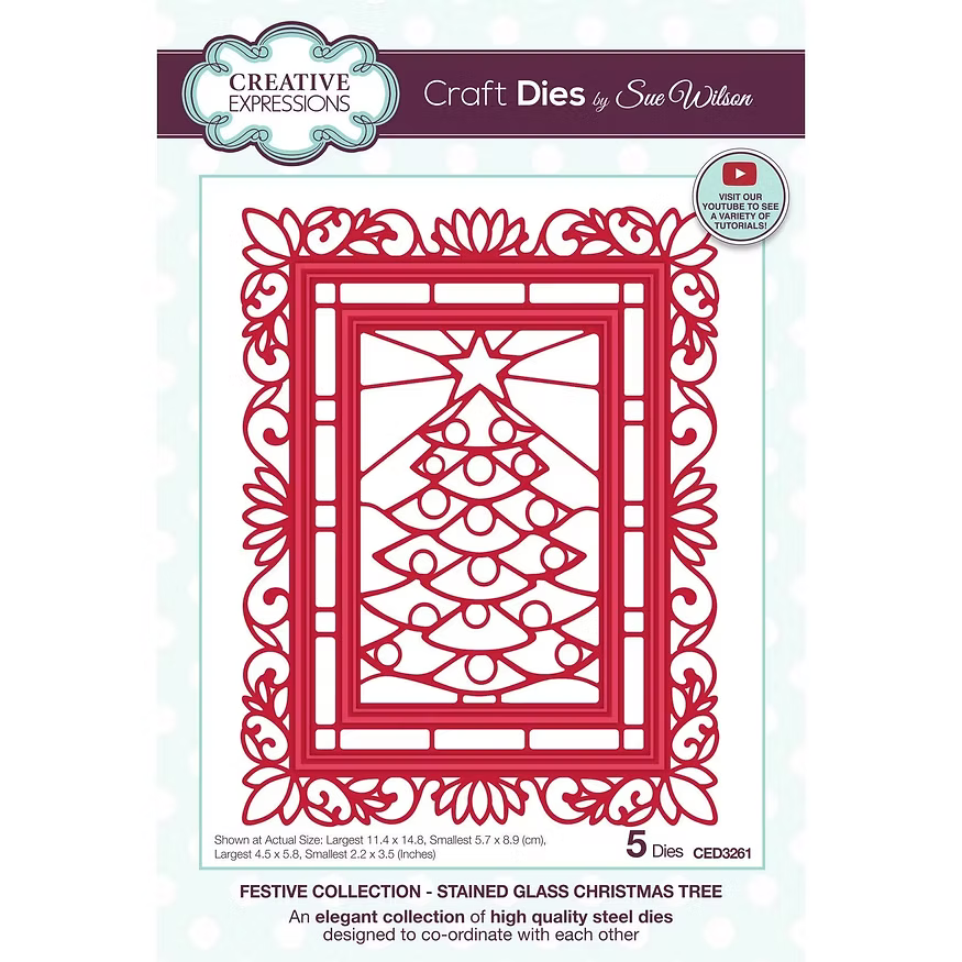 Festive Stained Glass Christmas Tree - Craft Die By Sue Wilson