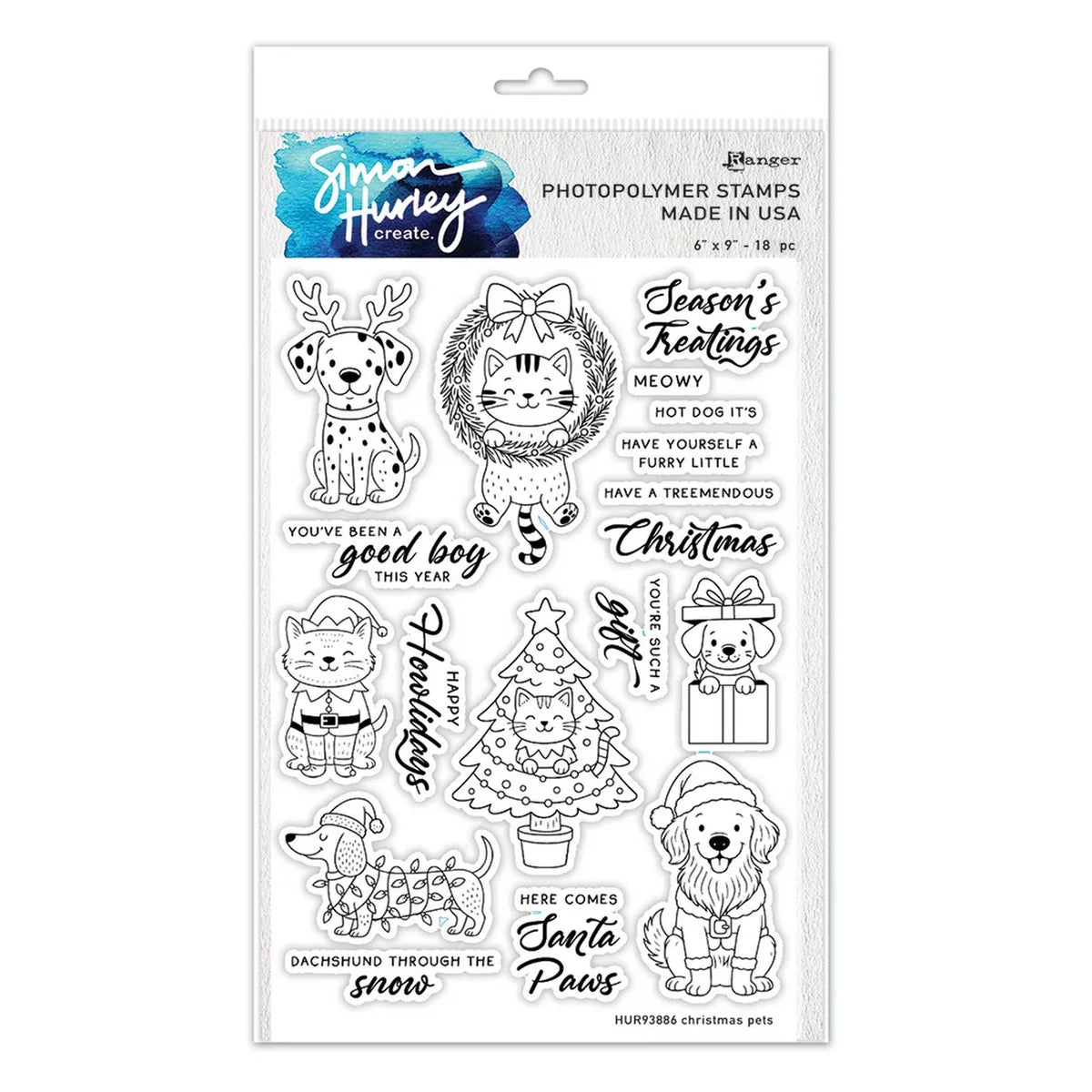 Ranger - Simon Hurley Create Christmas Pets Photopolymer Stamps - HUR93886