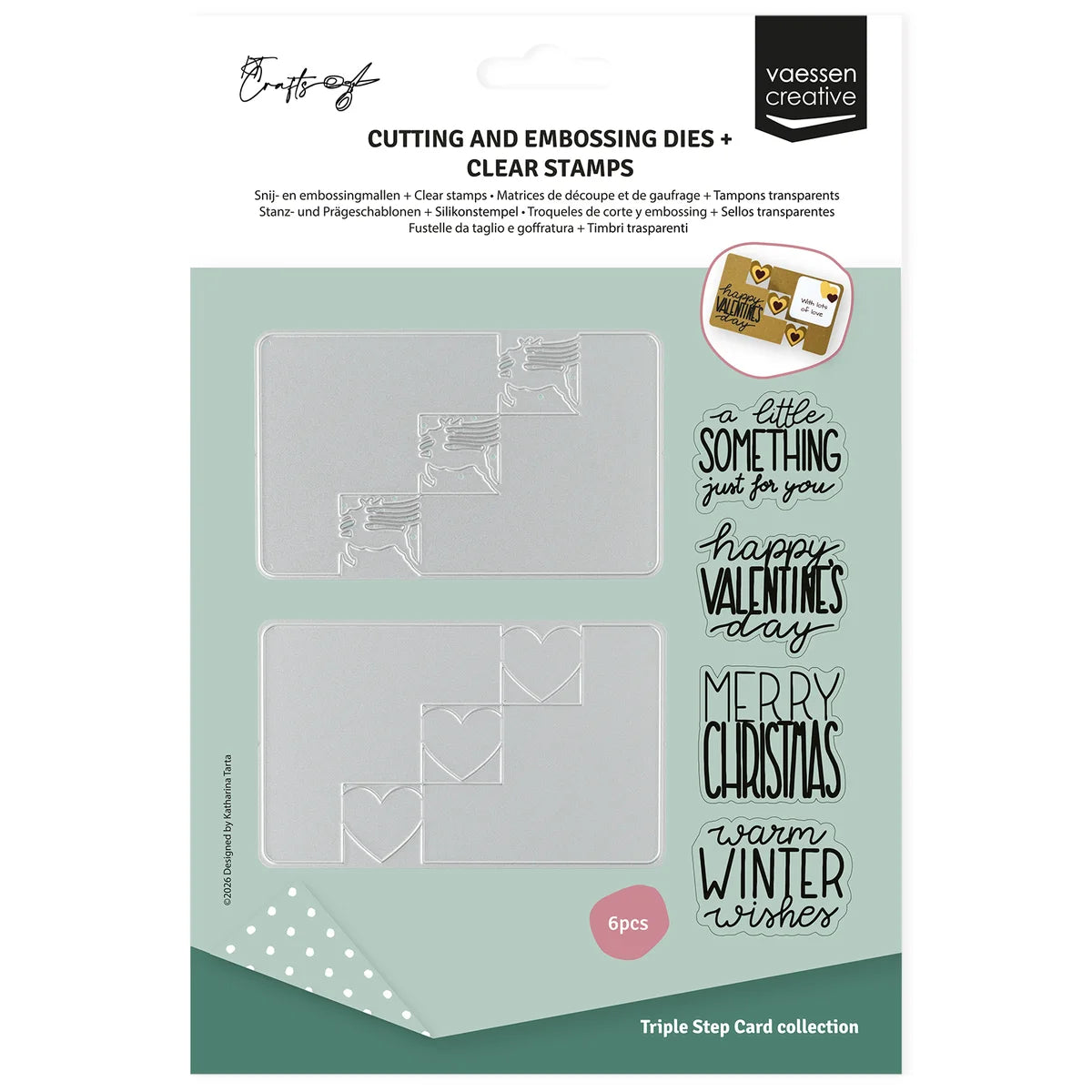 Vaessen Creative -  Winter & Valentine's Day Clear Stamps & Dies Set by Katharina Tarta - KTC001