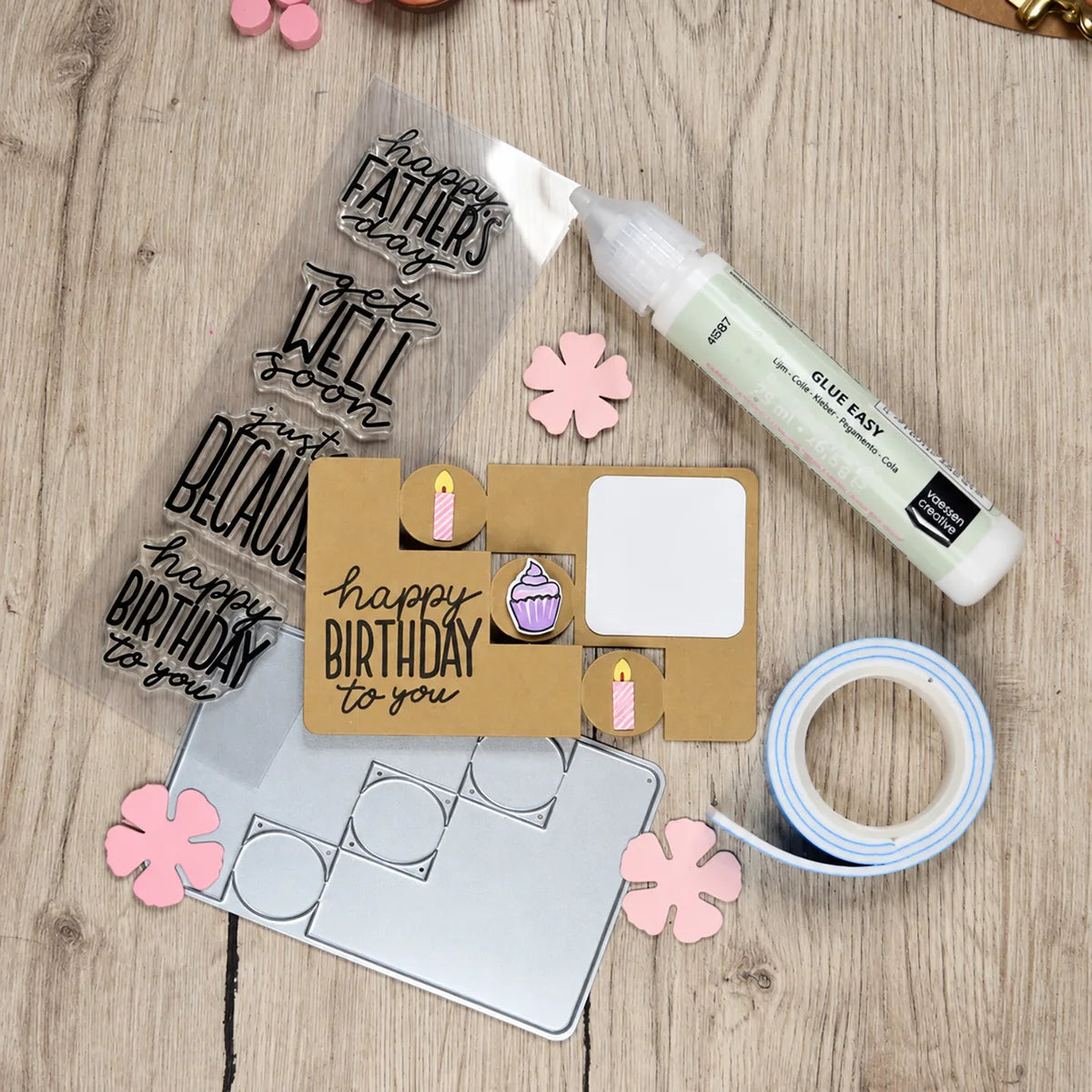 Vaessen Creative - Birthday & Sentiments Clear Stamps & Dies Set by Katharina Tarta - KTC002
