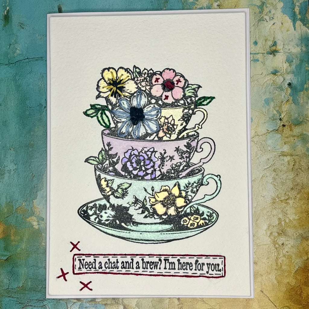 IndigoBlu - Time for Tea A6 Red Rubber Stamp - IND1254