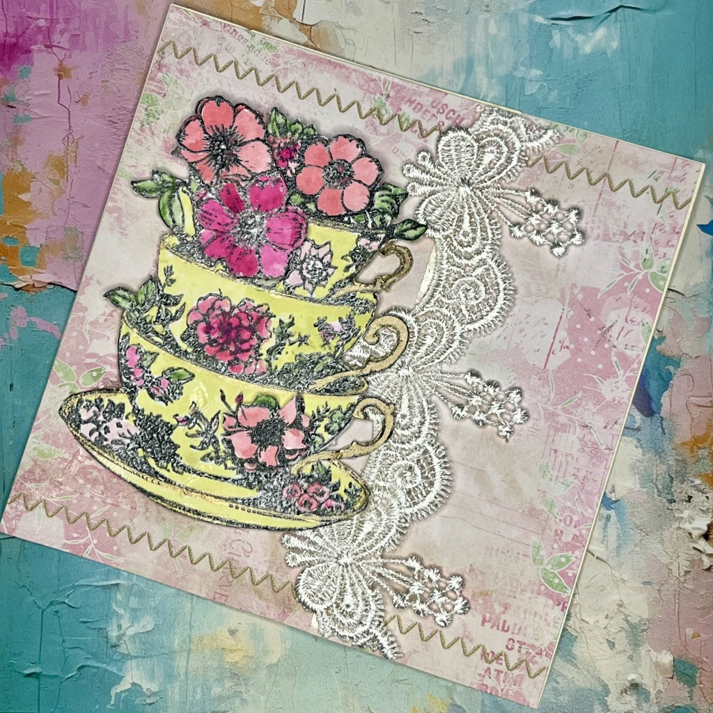IndigoBlu - Time for Tea A6 Red Rubber Stamp - IND1254