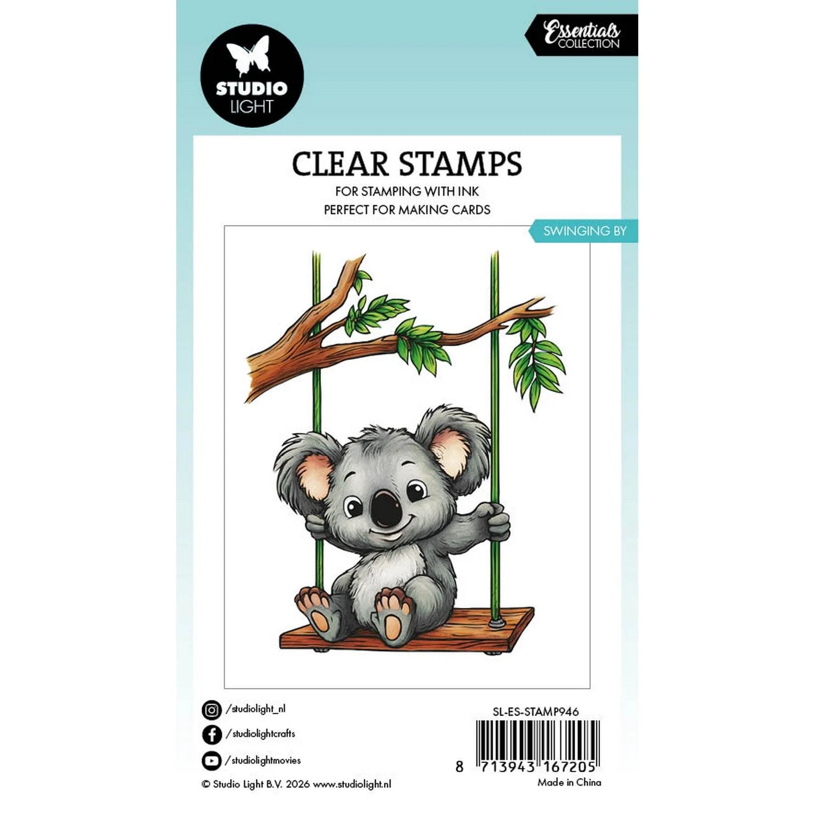 Essentials Clear Stamps Swinging By Koala
