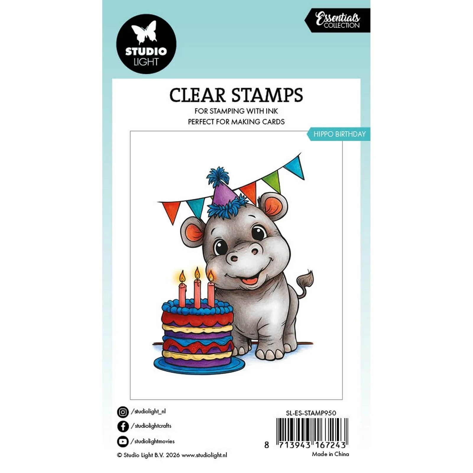Essentials Clear Stamps Hippo Birthday