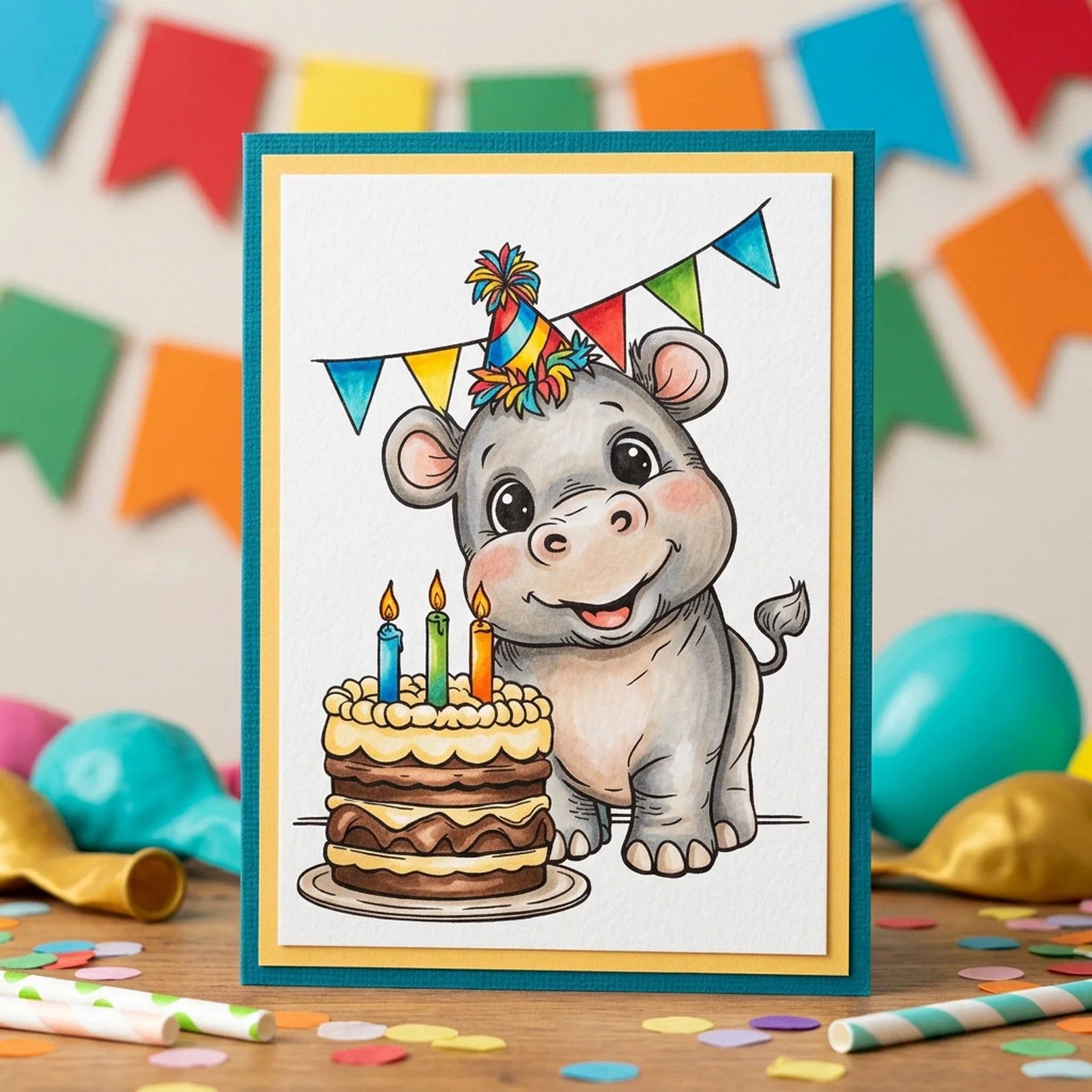 Essentials Clear Stamps Hippo Birthday