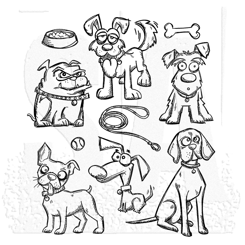 Tim Holtz Cling Mounted Stamps: Crazy Dogs - SKU: CMS271