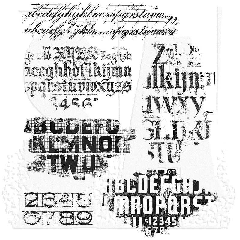 Tim Holtz Cling Mounted Stamps: Faded Type - SKU: CMS397